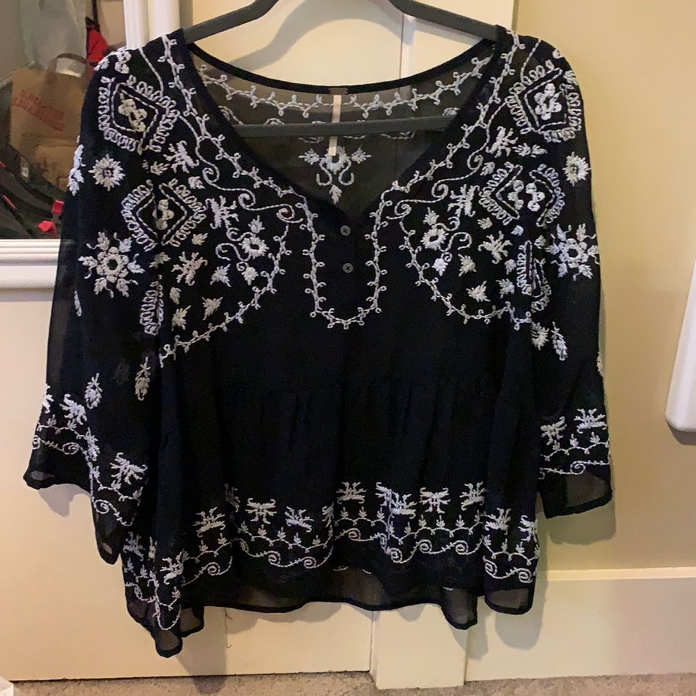 Free People Sheer Embroidered Too